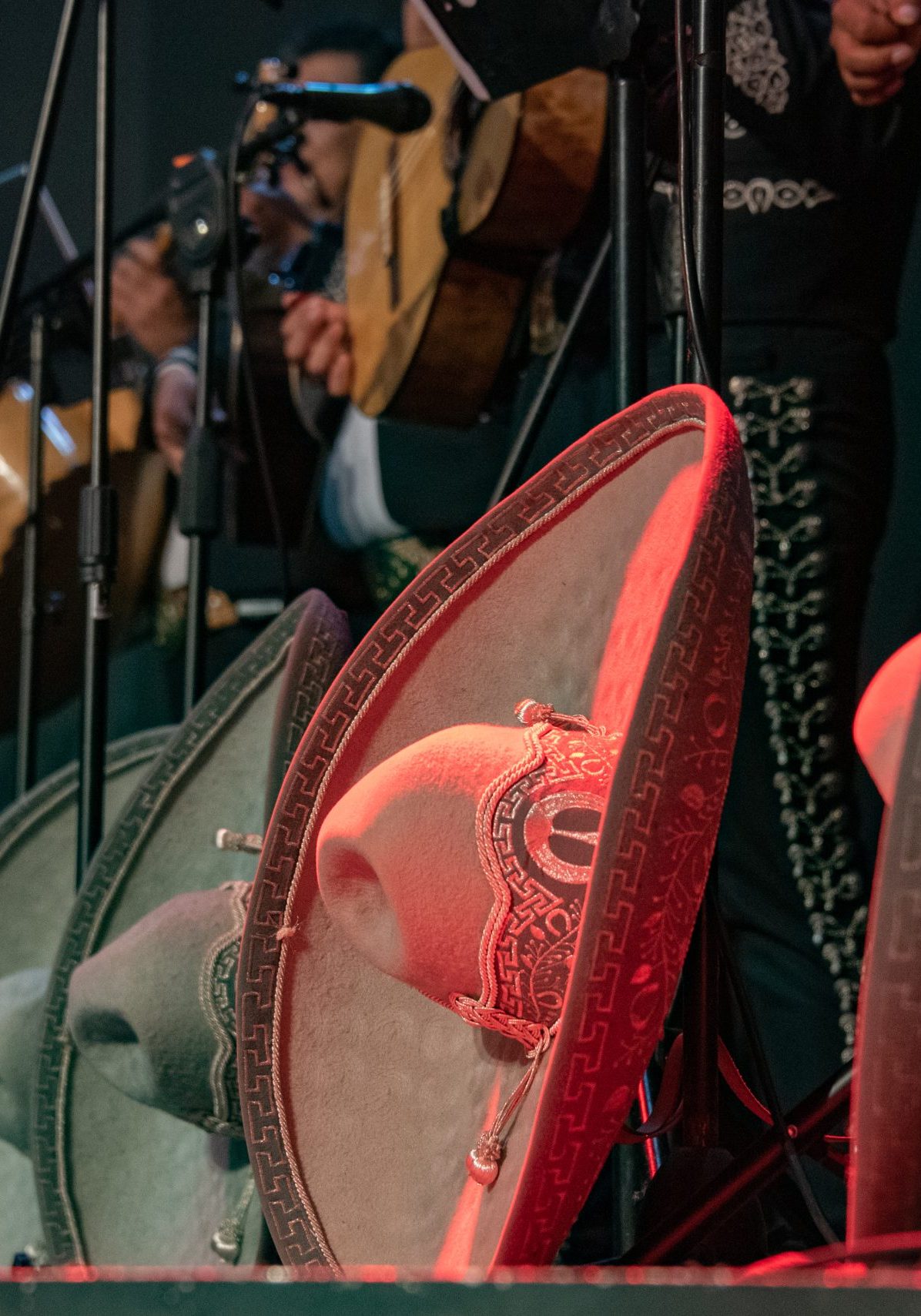 MEXICAN MUSICIAN MARIACHI WITH TRADITIONAL TRUMPET IN MEXICAN SERENATA